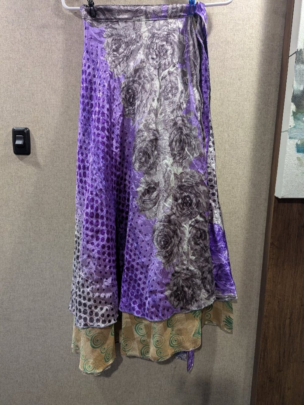 Darn Good Yarn Silk Sari Wrap Skirt | Reversible | Boho | Rose & Polka-Dots